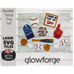 Baseball Tiered Tray SVG Laser Glowforge File Wood Mini Sign Digital Cut File Wood Cutting