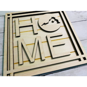 Home Framed Sign with State and heart Shiplap Wood Glowforge File Digital Cut File Laser Cutting SVG