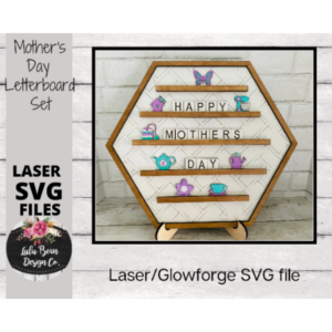 Mother’s Day Letterboard Shapes SVG Wood Glowforge Digital Cut File Laser Wood Cutting