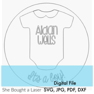 Baby Bodysuit Clothes Jumper It’s a Boy Girl Name Sign Digital Cut File Laser Wood cutting svg dxf pdf jpg door hanger template