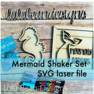 Mermaid Sea Horse Shaker Set Frame Shiplap Kit Wood Glowforge File Sign Digital Cut File Laser Cutting svg