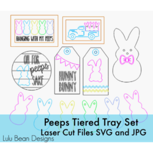 Easter Peeps Bunnies Tiered Tray SVG Wood Glowforge File Sign Digital Cut File Laser