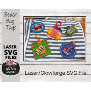 Beach Theme Bogg Bag Tags Monogram Monogrammed Kit Wood Glowforge SVG File Digital Cut Laser Cutting
