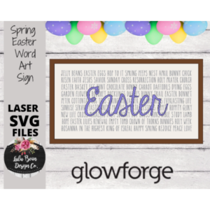 Easter Spring Eggs Engraved Word Sign SVG Digital Cut File Laser Glowforge Wood