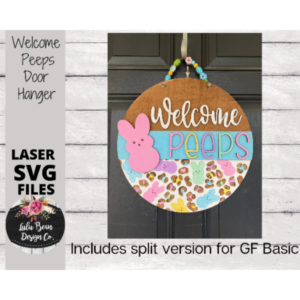 Peeps Leopard Pattern Door Hanger Split Option for Glowforge Sign SVG File Digital Laser Wood template