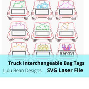 Red Truck Interchangeable Holiday Theme Bogg Bag Tags Monogram Monogrammed Kit Wood Glowforge SVG File Digital Cut Laser Cutting