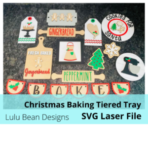 Christmas Cookie Baking Gingerbread Tiered Tray Kit Wood Banner Sign Shiplap Digital Cut File Laser Wood Cutting svg jpg