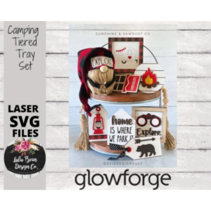 Camping Wood Tag Tags Tier Tiered Tray Sign Kit Shiplap Digital Cut File Laser Wood Cutting svg pdf jpg dxf Mini