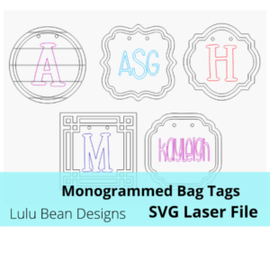 Monogram Frames Bogg Bag Tags Monogram Monogrammed Kit Wood Glowforge SVG File Digital Cut Laser Cutting