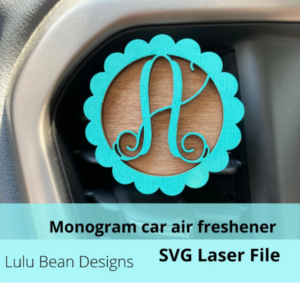 Monogram Car Air Freshener Essential Oil SVG laser Glowforge file