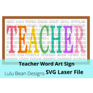 Teacher Word Art Sign Digital Cut File Laser Wood SVG cutting template Glowforge