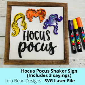 Hocus Pocus SVG Shaker Sign Wood Glowforge Laser Cut File Sign Digital Cutting