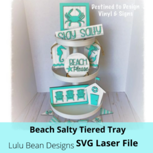 Beach Tiered Tray Mini Sign Kit Wood Tag Shiplap Digital Cut File Laser Wood Cutting svg pdf jpg dxf Mini