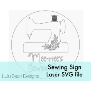 Sewing Machine Craft Room Floral Flowers Mother’s Day Digital Cut File Laser Wood cutting SVG door hanger template