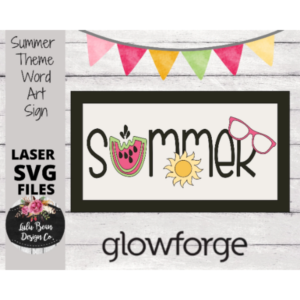 Summer Word Art Rectangle Sign SVG File Digital Laser Wood Glowforge template