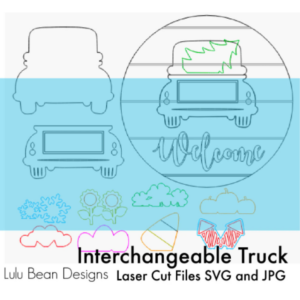 Interchangeable Vintage Truck Back Attachments Digital Cut Sign Shiplap File Laser Wood Cutting svg jpg door hanger template