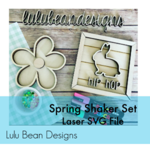 Spring Bunny Easter Flower Shaker Set Frame Shiplap Kit Wood Glowforge File Sign Digital Cut File Laser Cutting svg