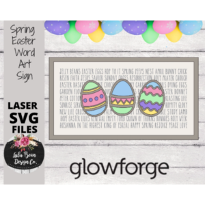 Easter Spring Eggs Engraved Word Sign SVG Digital Cut File Laser Glowforge Wood