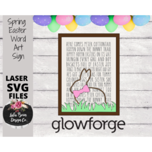 Easter Spring Bunny Peter Cottontail lyrics Engraved Word Sign SVG Digital Cut File Laser Glowforge Wood