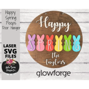 Happy Spring Bunnies Round Personalized Door Hanger SVG Easter Sign Digital Cut File Laser Wood template