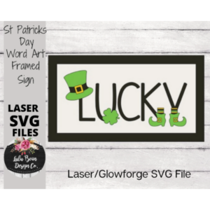 St Patricks Day Lucky Word Art Rectangle Sign SVG File Digital Laser Wood Glowforge template