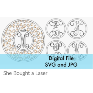 Leopard Pattern Circle Round Monogram Sign Digital Cut File Laser Wood Cutting svg door hanger template