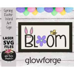 Spring Easter Bunny Word Art Rectangle Sign SVG File Digital Laser Wood Glowforge template