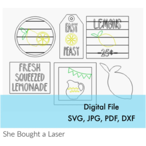 Lemonade Tier Tiered Tray Mini Signs Wood Tag Tags Digital Cut File Laser Wood Cutting svg pdf jpg dxf template
