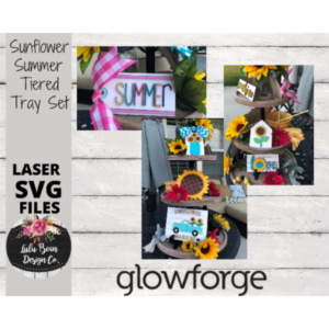 Sunflower Tier Tiered Tray Kit Wood Glowforge File Sign Shiplap Digital Cut File Laser Cutting svg pdf jpg dxf