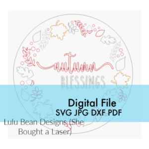 Autumn Blessings Fall Wreath Sign Digital Cut File Laser Wood Cutting SVG File