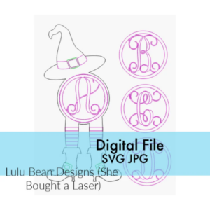 Witch Legs Hat Monogram Digital Cut File Laser Wood Cutting svg jpg door hanger template