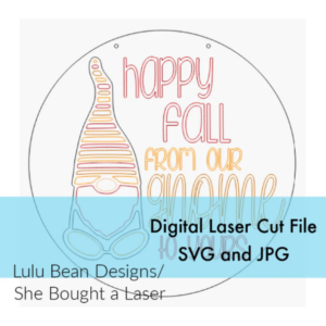 Happy Fall Gnome Door Hanger Sign Digital Cut File Laser Wood Cutting svg jpg Glowforge