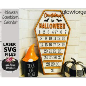 Countdown to Halloween Coffin Calendar Ghost SVG laser file Wood Digital Cutting Glowforge