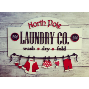 North Pole Laundry Company Santa Suit Clothes Sign SVG laser file Wood Digital Cutting Glowforge