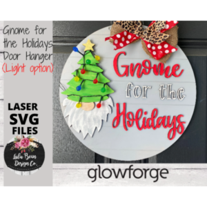 Christmas Tree Hat Gnome Door Hanger SVG laser file Gnome for the Holidays Wood Digital Cutting Glowforge