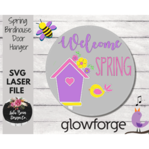 Birdhouse Door Hanger SVG file Easter Spring Sign Digital Cut File Laser Wood Round cutting template