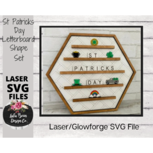 St. Patrick’s Day Letterboard Shapes SVG Wood Glowforge Digital Cut File Laser Wood Cutting