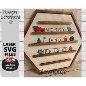 Letterboard Hexagon SVG Shape Herringbone pattern Wood Digital Cut File Laser Wood Cutting