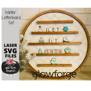 Winter Snow Day Letterboard Shape Set SVG File Wood Glowforge Digital Cut Laser Wood Cutting