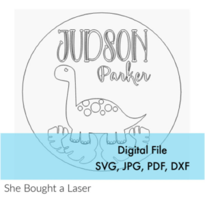 Dinosaur Leaves Baby Nursery Name Sign Digital Cut File Laser Wood svg pdf jpg dxf cutting template door hanger