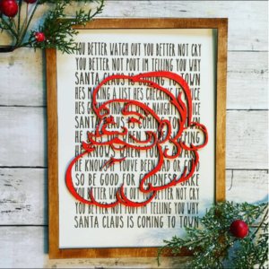 Santa Claus is Coming to Town Lyrics Sign SVG Glowforge Digital Cut File Laser Wood cutting template
