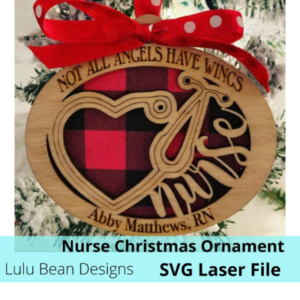 Nurse Wood Christmas Ornaments Personalized Digital Cut File Laser Cutting SVG Glowforge