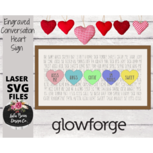 Valentines Day Conversation Heart Engraved Word Sign SVG Digital Cut File Laser Glowforge Wood