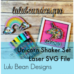 Unicorn Rainbow Shaker Set Frame Shiplap Kit Wood Glowforge File Sign Digital Cut File Laser Cutting svg