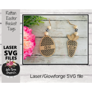Easter Rattan Wicker Tags Egg Carrot SVG Glowforge Digital Cut File Laser Wood cutting template