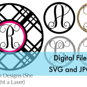 Plaid Circle Round Monogram Sign Digital Cut File Laser Wood Cutting svg door hanger template