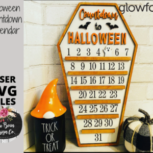 Countdown to Halloween Coffin Calendar Ghost SVG laser file Wood Digital Cutting Glowforge