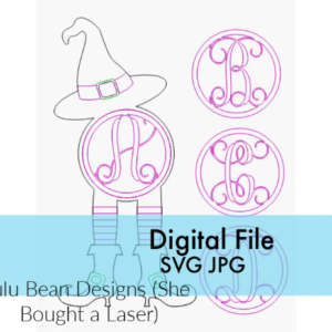 Witch Legs Hat Monogram Digital Cut File Laser Wood Cutting svg jpg door hanger template