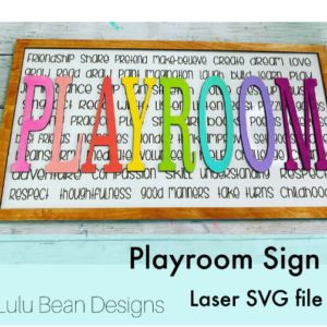 Playroom Sign Digital Cut File Laser Wood SVG cutting template Glowforge