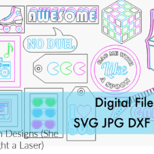 80s Eighties Tiered Tray Kit Wood Sign Digital Cut File Laser Wood Cutting svg pdf jpg dxf